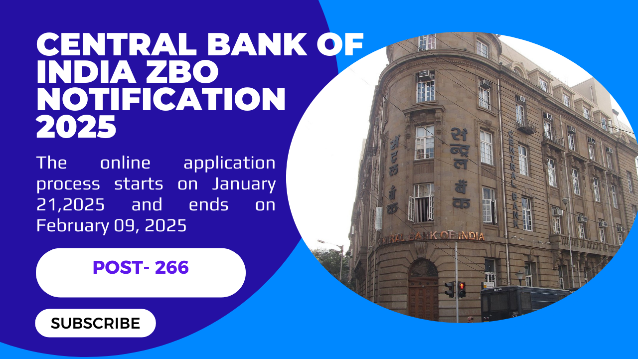 Central Bank of India ZBO Notification 2025