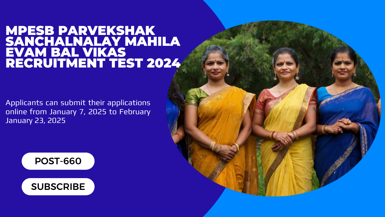 MPESB Parvekshak Sanchalnalay Mahila evam Bal Vikas Recruitment Test 2024